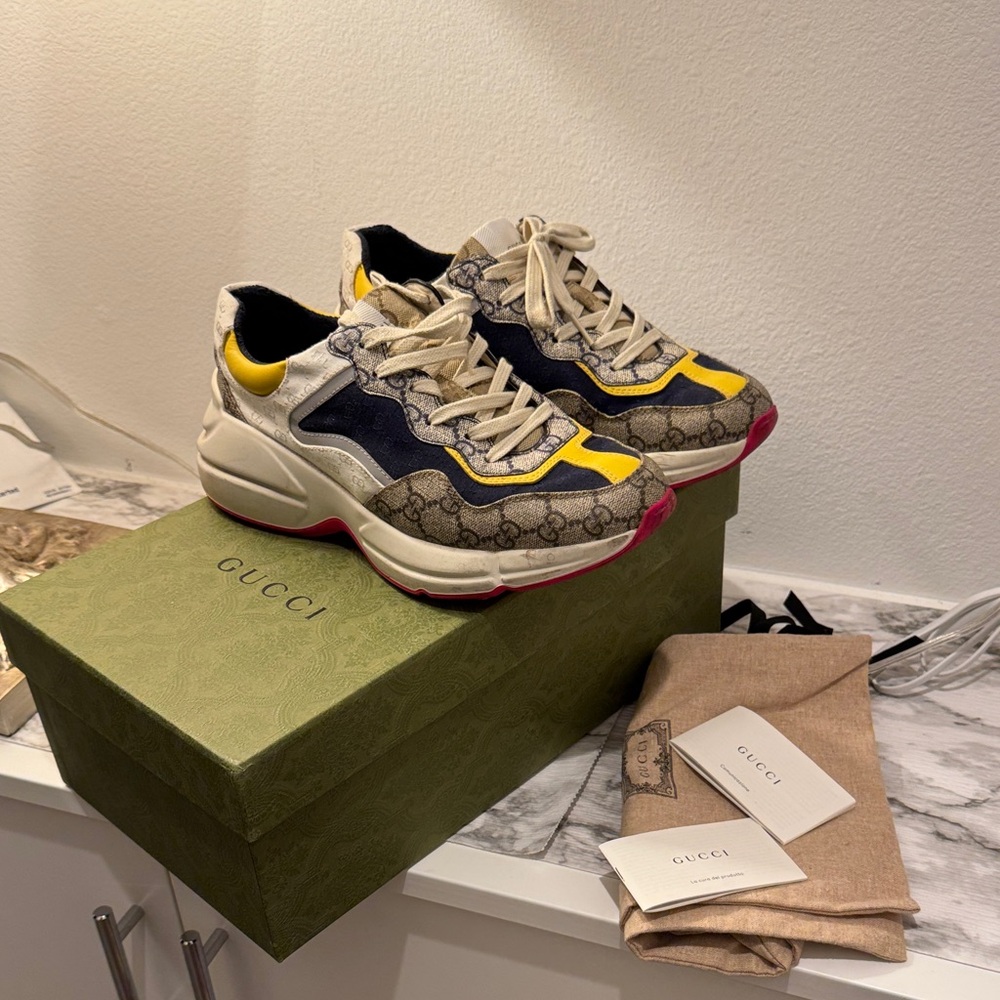 Gucci Yellow and Blue Patterned Sneakers